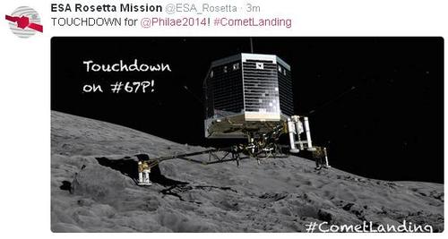 Philae Lander Space Probe Tweet By ESA